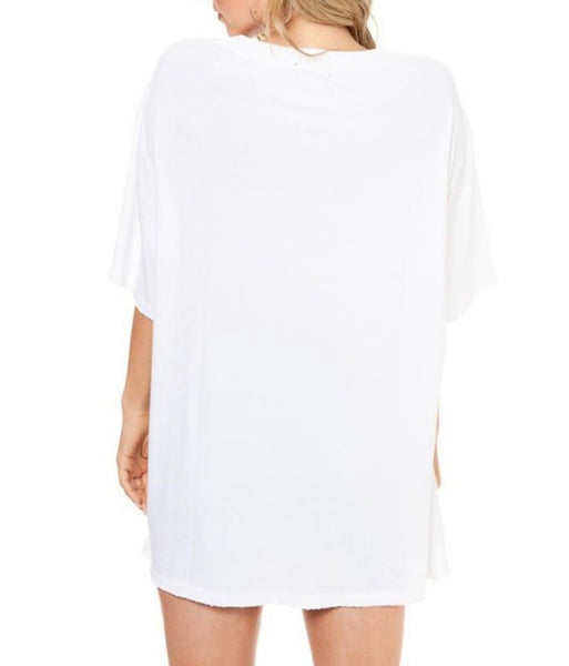 Long Live Cowgirls Distressed Tee in White *Extra Long*