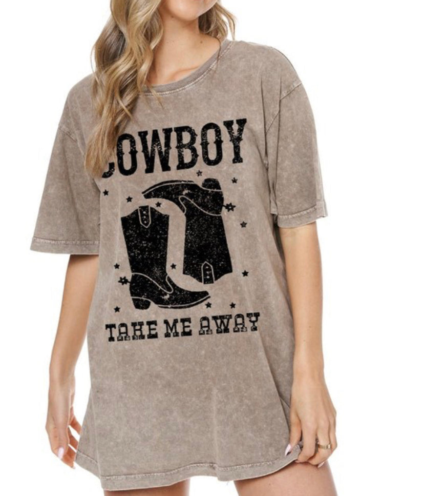 cowboy take me away shirt dress Cowboy Take Me Graphic T-Shirt Dress