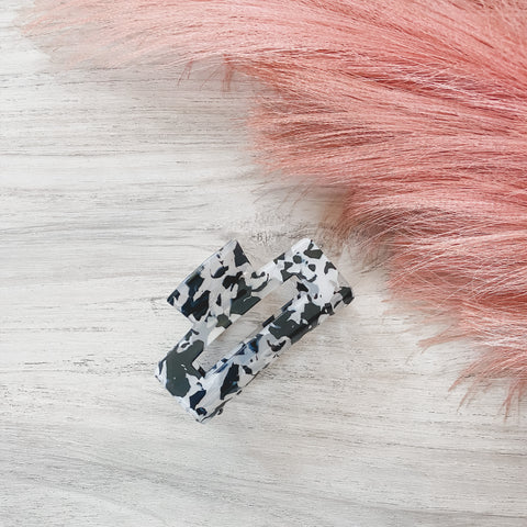 Black and White Speckled Claw Clip