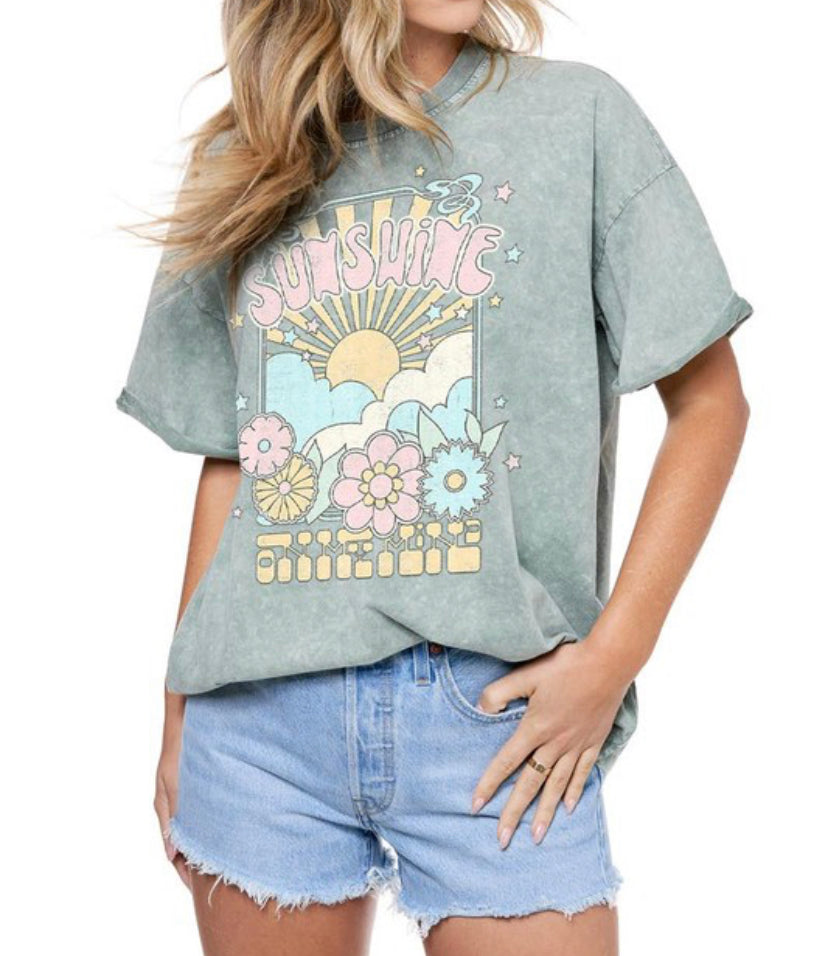Sunshine White Graphic Tee - Summer Graphic Tees – Shop the Mint