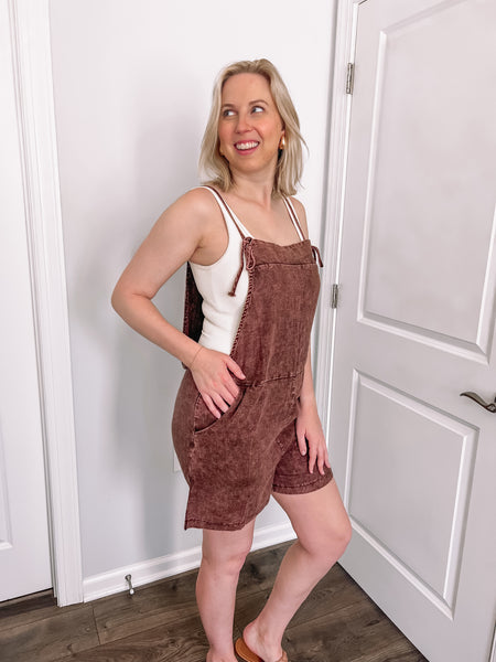 For the Moment Romper in Brown