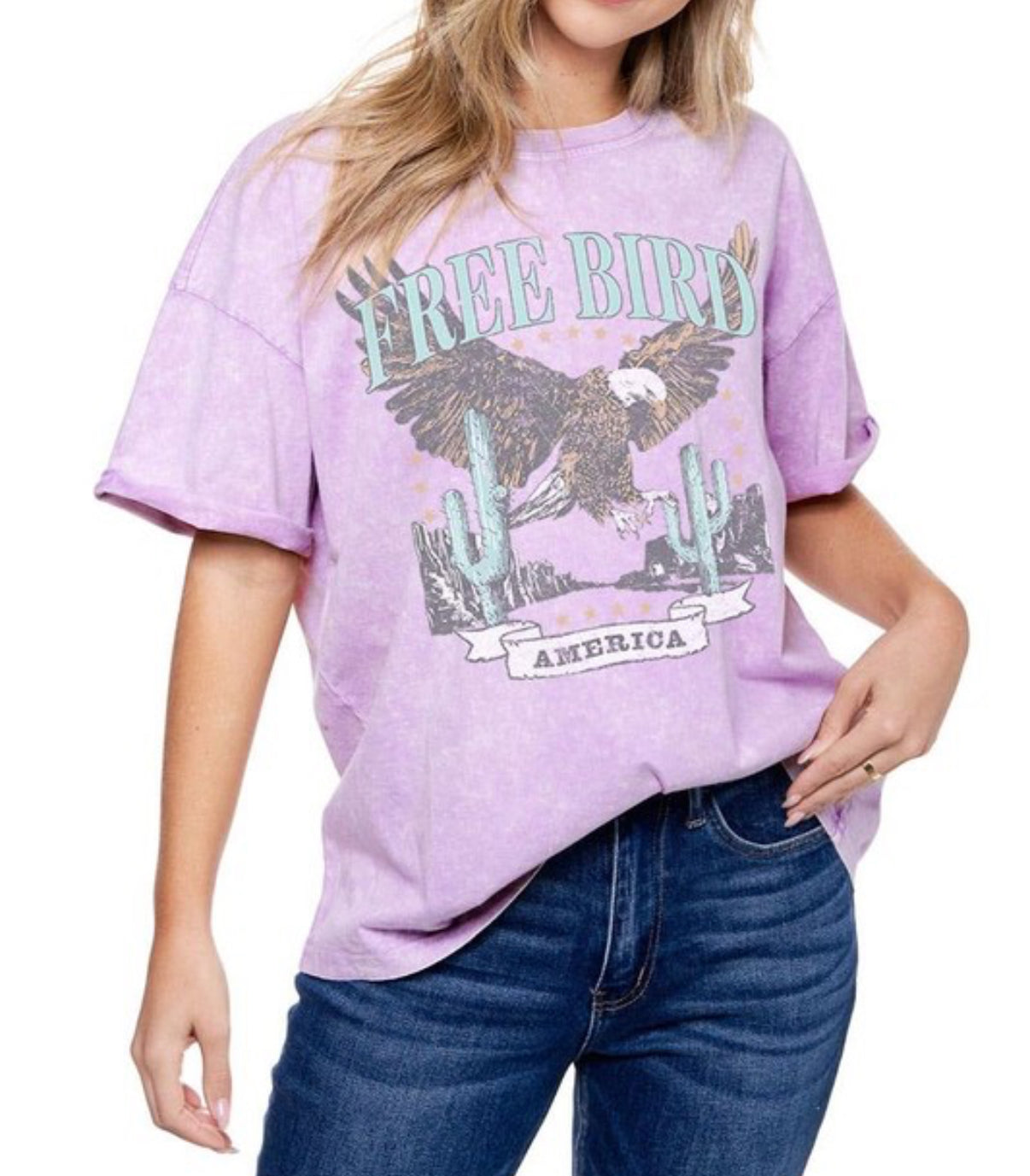 Free Bird Out West Eagle Tee in Lavender