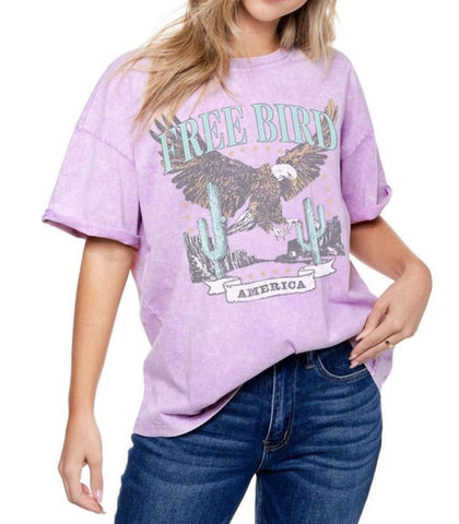 Free Bird Out West Eagle Tee in Lavender