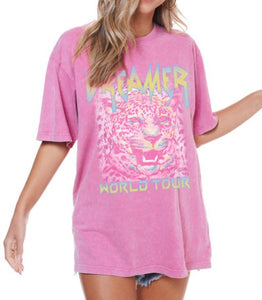 Neon Dreamer Tiger Tee in Pink