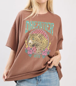 Dreamer Tiger Rose Tee in Brown