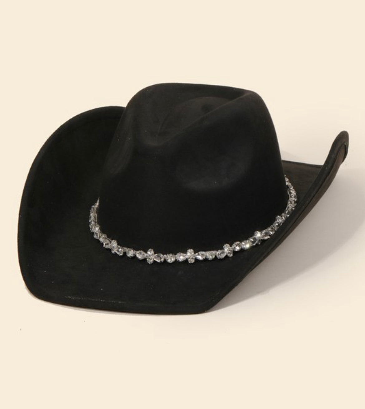 Rhinestone Studded Hat in Black