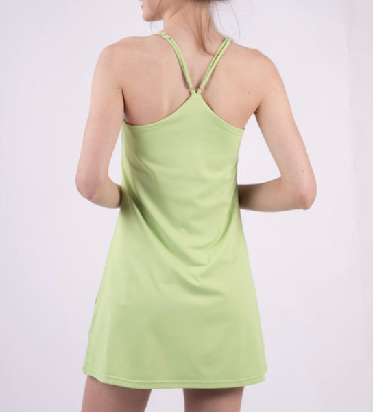 Tennis Dress with Unitard Liner in Lime