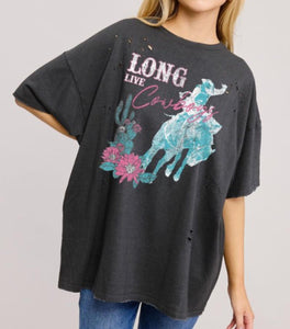 Long Live Cowboys Tee in Black