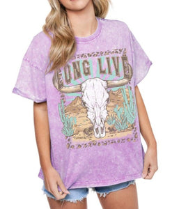 Long Live Skull Tee in Lavender
