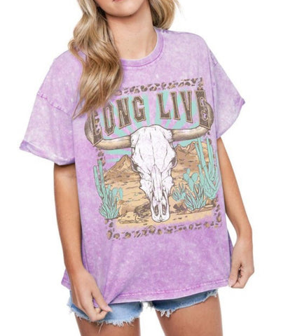 Long Live Skull Tee in Lavender