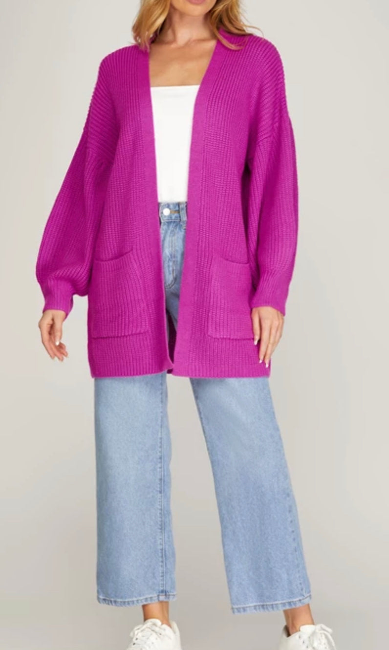 This Is It Cardigan in Magenta Pink