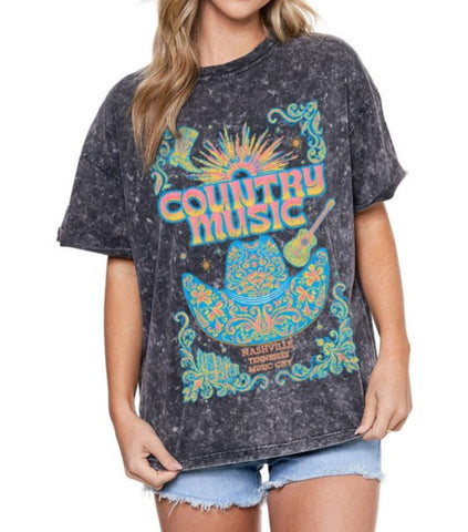 Floral Hat Country Music Tee