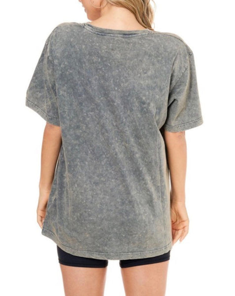 Double Cheetah Oversized Tee in Denim Grey