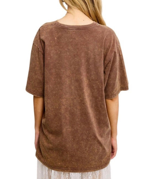 Double Cheetah Oversized Tee in Dark Brown