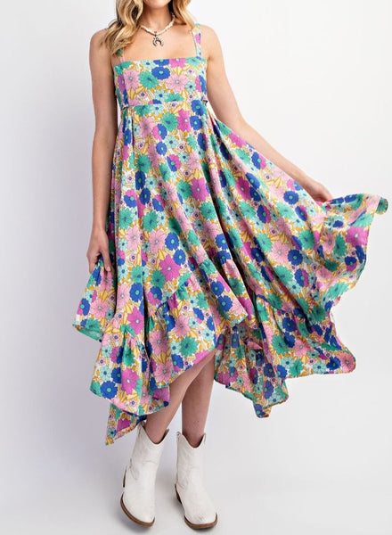 purple floral high low dress Purple High Low Prom Dress Off The Shoulder With Florals