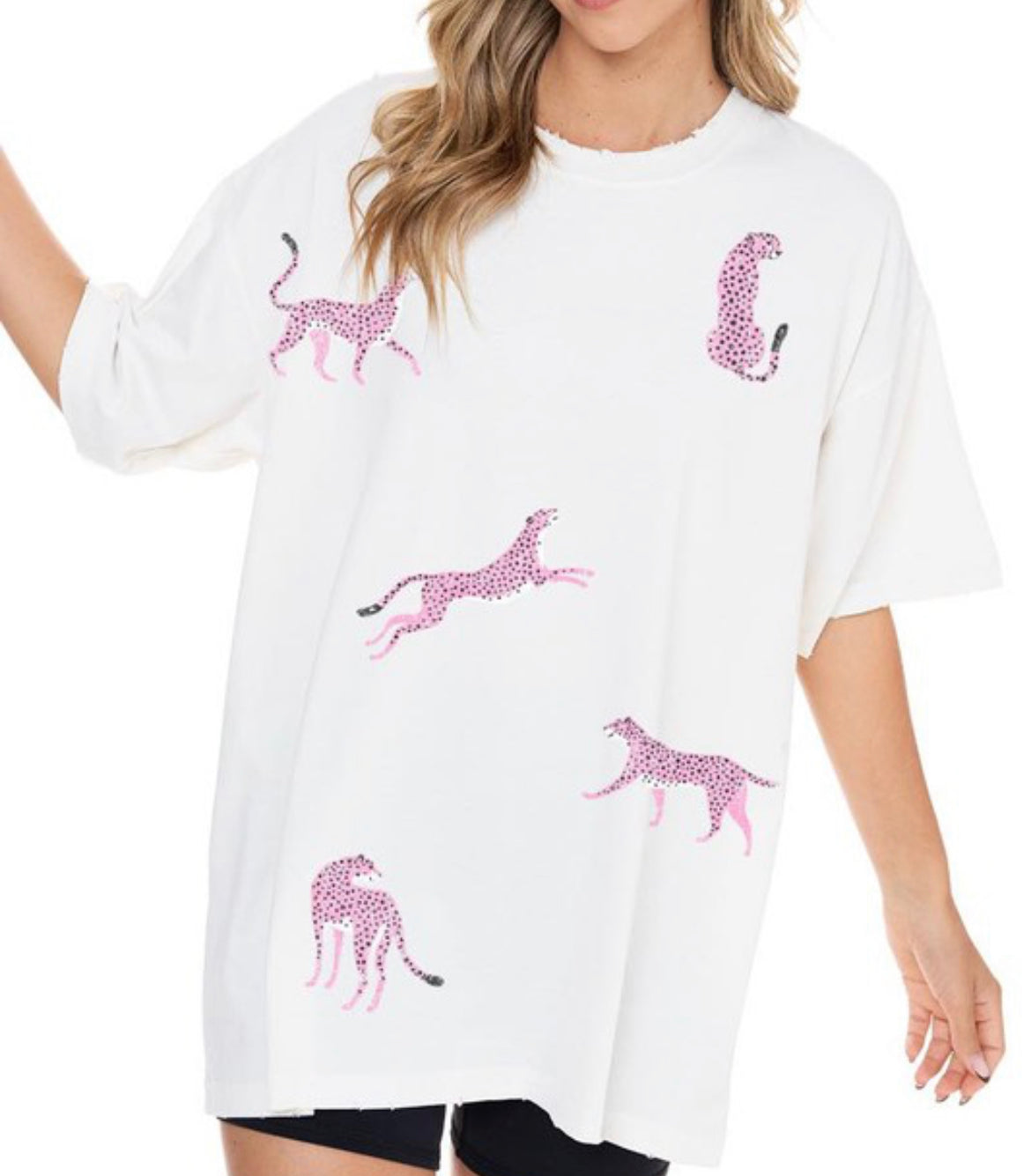 Leopards in Pink Tee *Extra Long*