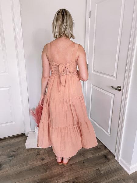 Keep Your Distance Dress in Peach