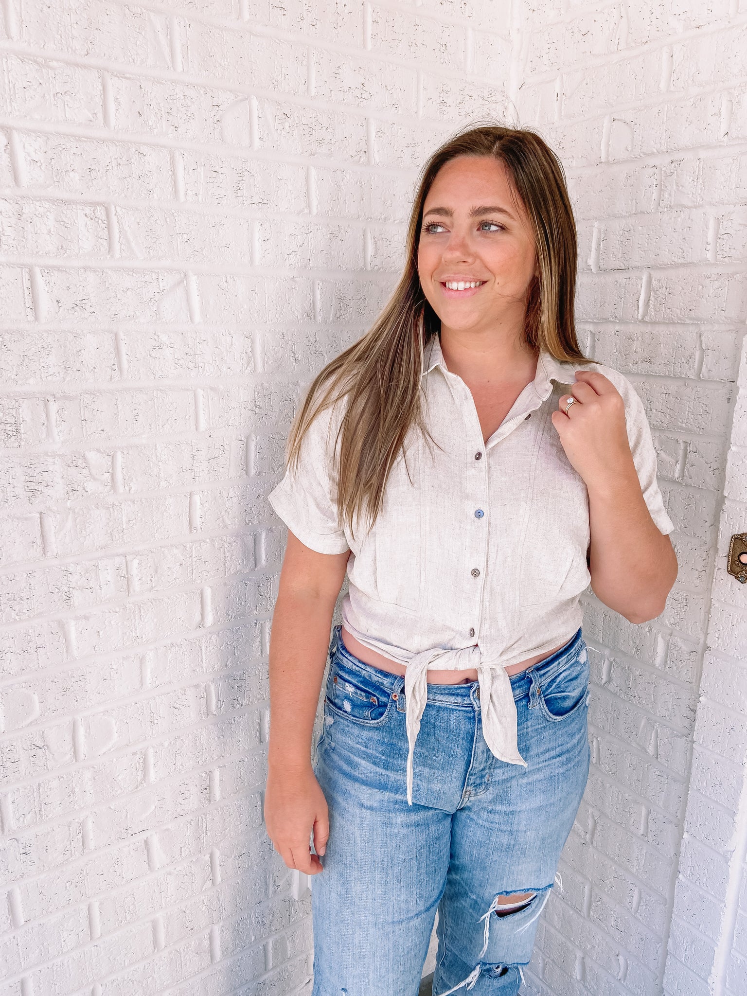 Peachy Top in Cream