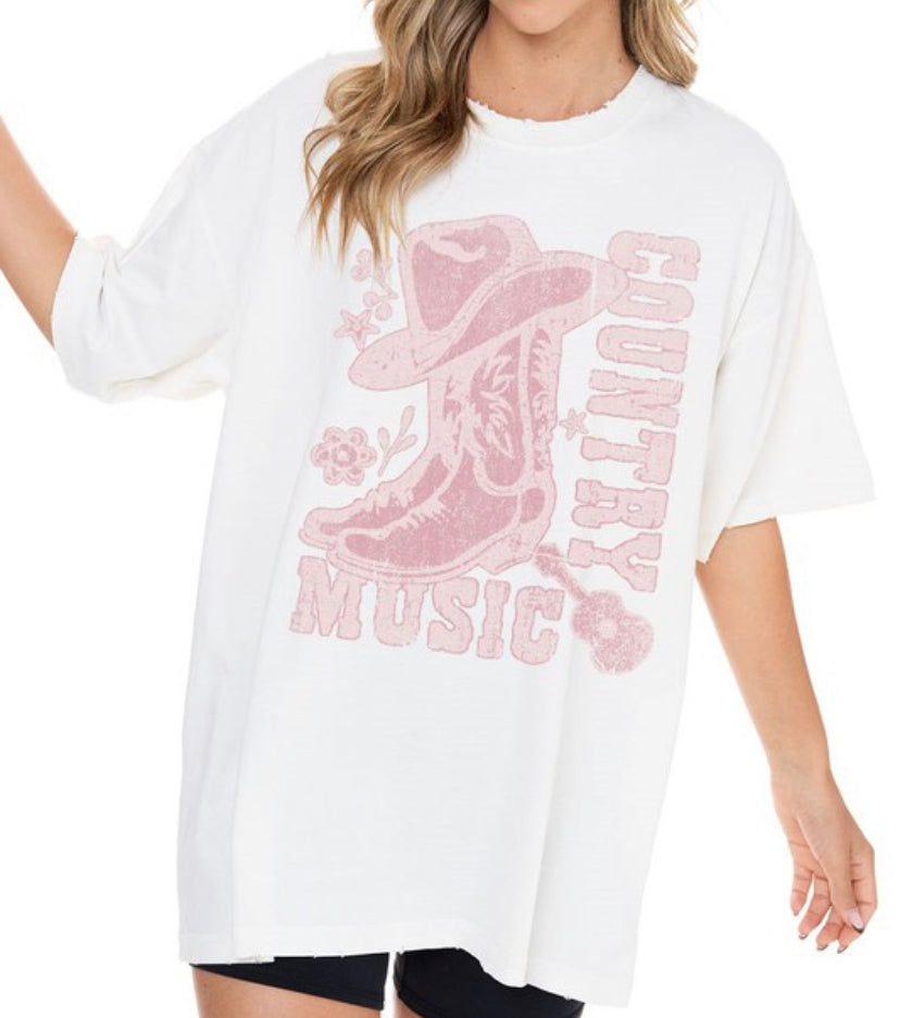 Pink Boot Tee *Extra Long*