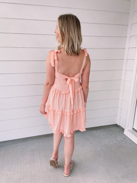 Sunset Picnic Dress in Coral
