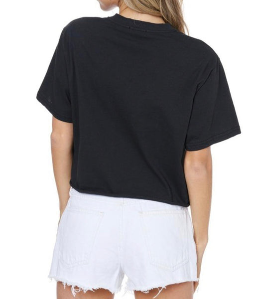 Free Bird Cropped Tee in Black