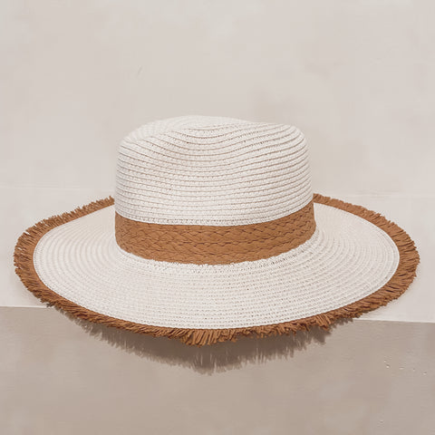 On a Beach Straw Hat in White