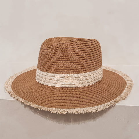 On a Beach Straw Hat in Taupe
