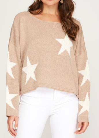 She's a Star Sweater in Taupe