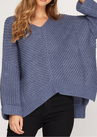 We Can Do It Sweater in Dusty Blue