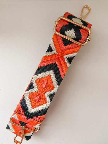 Orange + Black Aztec Bag Strap